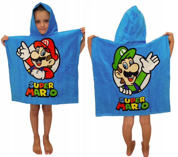 Prosop poncho bumbac, Super Mario, 60x120 cm [2]