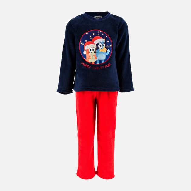 Pijamale copii - Pijama pentru copii coral fleece, maneca lunga Bluey si Bingo Merry Christmas