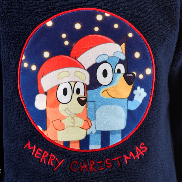 Pijama pentru copii coral fleece, maneca lunga Bluey si Bingo Merry Christmas [3]