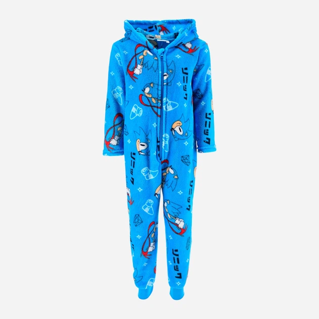 Pijamale copii - Pijama pufoasa, intreaga overall Sonic