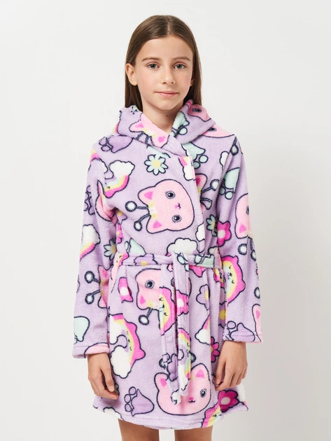 Prosoape si halate de baie copii - Halat baie pentru fete, cu gluga fleece coral Gabby's Dollhouse