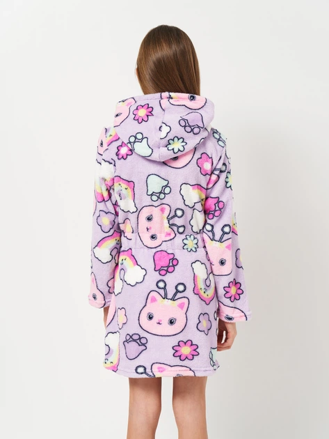 Halat baie pentru fete, cu gluga fleece coral Gabby's Dollhouse [2]