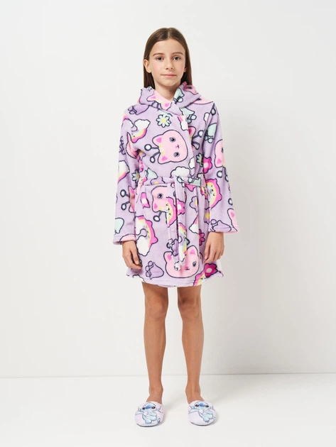 Halat baie pentru fete, cu gluga fleece coral Gabby's Dollhouse [3]