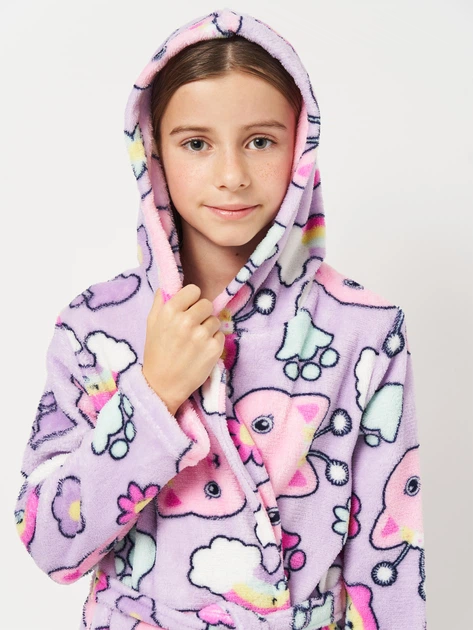 Halat baie pentru fete, cu gluga fleece coral Gabby's Dollhouse [4]