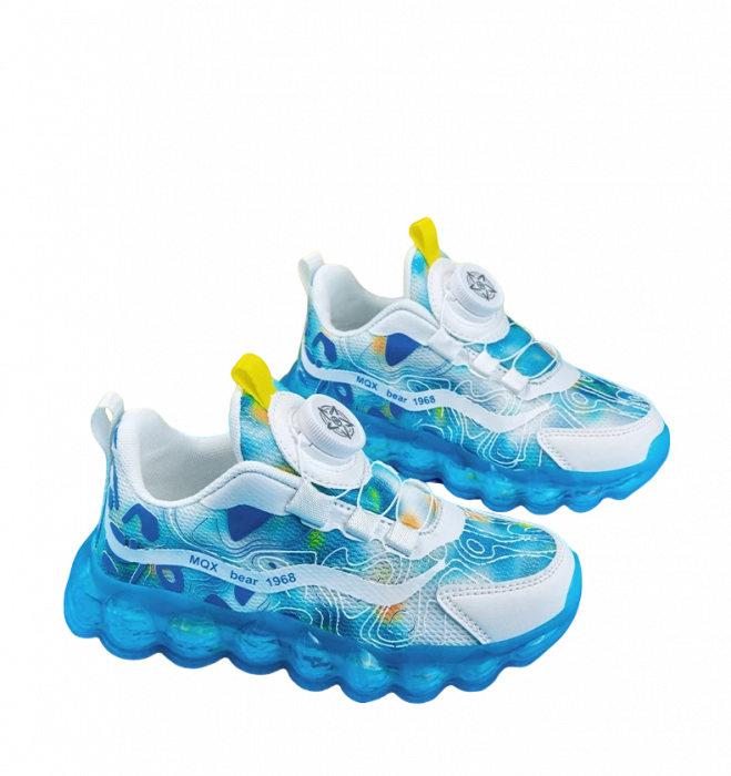 Adidasi copii sport bleu din panza Glow in the dark [2]