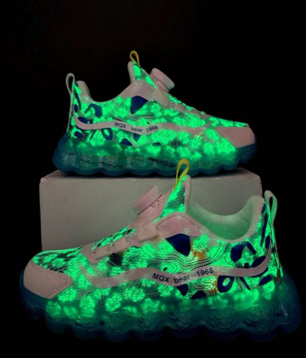Adidasi copii sport bleu din panza Glow in the dark [4]