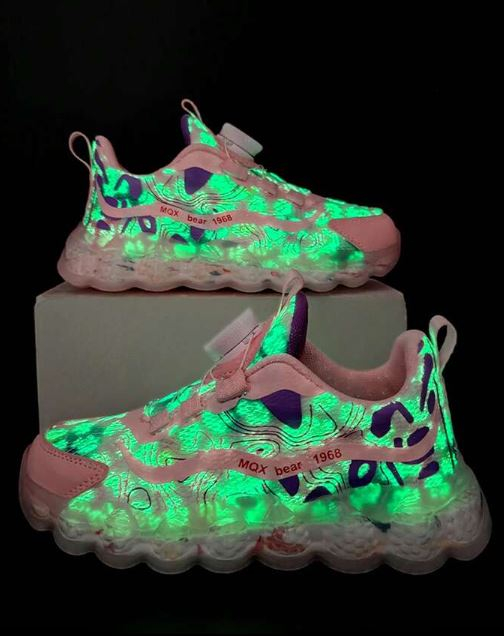 Adidasi copii sport roz din panza Glow in the dark [8]