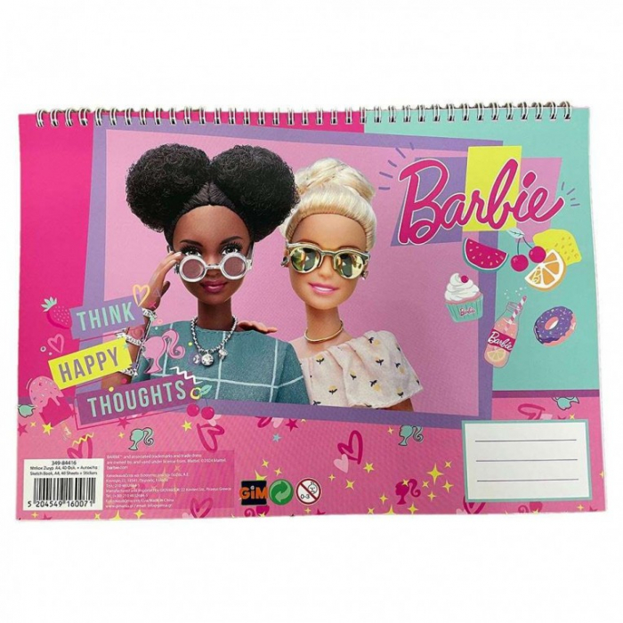 Bloc de desen A4 spirala, Barbie Happy Thoughts, 40 foi si stickere [1]