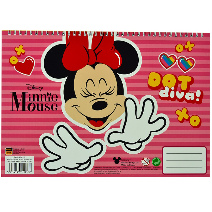 Bloc de desen A4 spirala,Disney Minnie Wink, 40 foi si stickere [2]