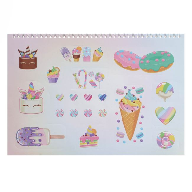 Bloc de desen cu autocolante, A4 spirala, Tort Unicorn, 23x33cm, 16 foi [2]