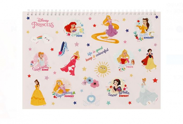 Bloc de desen A4 spirala Printesele Disney A4 cu autocolante [2]