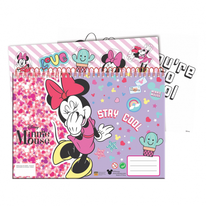 Bloc desen cu stickere A4 cu spira Minnie Mouse, 30 coli [3]