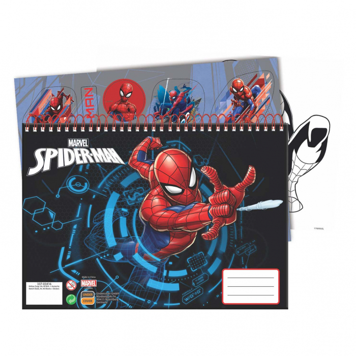 Bloc desen cu stickere A4 cu spira Spiderman, 30 coli [3]