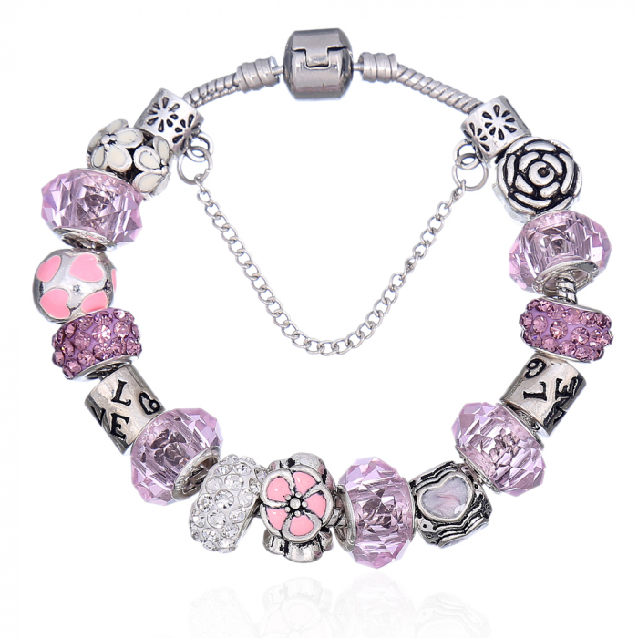 Bratara Charm cu 14 charmuri si lantisor de siguranta [2]