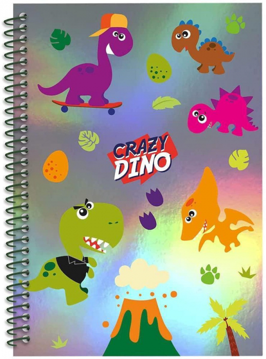 Caiet A5,coperta carton, liniat Crazy Dino [1]