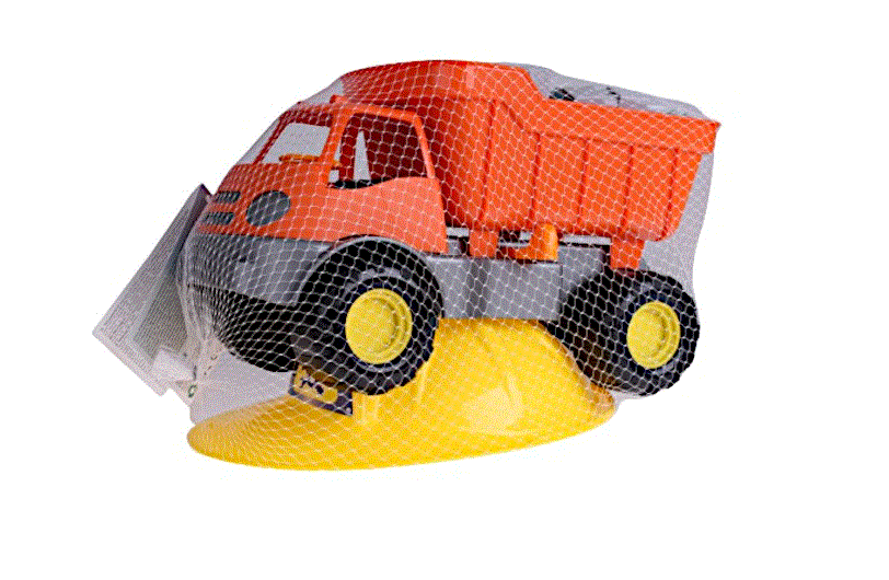 Set basculanta cu casca si blocuri constructii 32 x 26 x 18 cm portocaliu/galben [2]