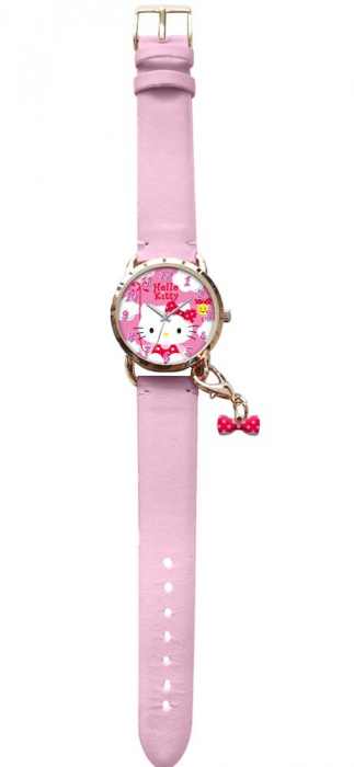 Ceas copii analogic cu charm Hello Kitty in cutie metalica [3]