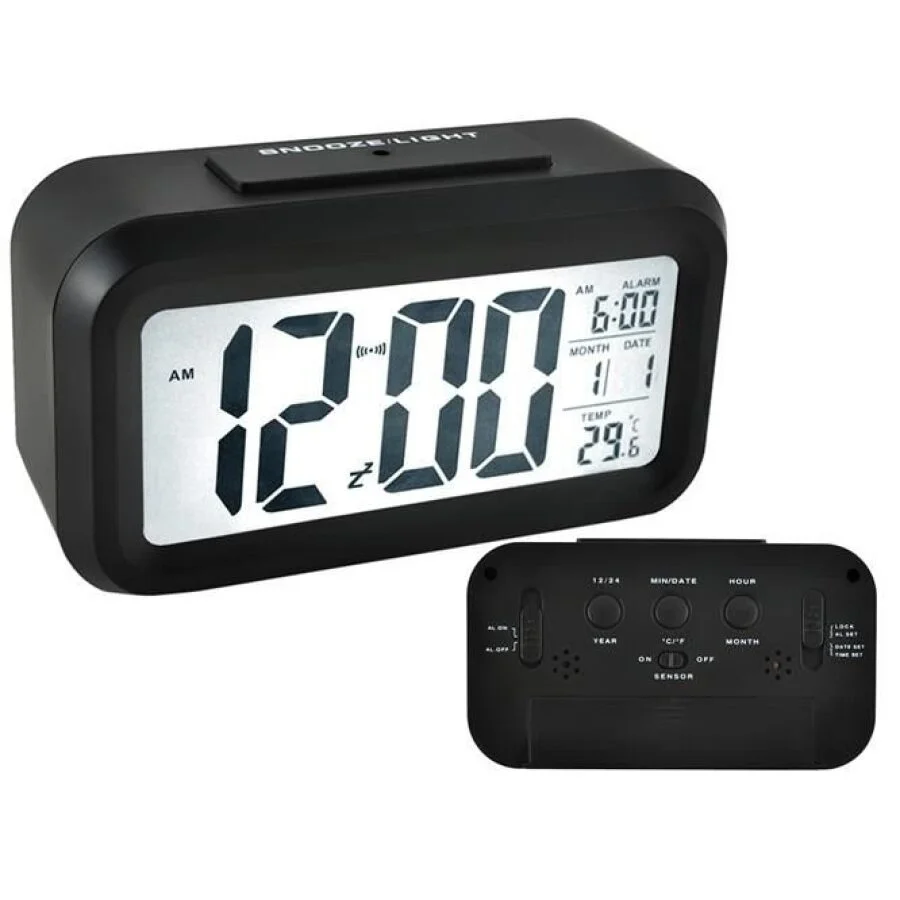 Ceas decorativ multifunctional birou, senzor amurg, afisaj ora, data si temperatura [2]