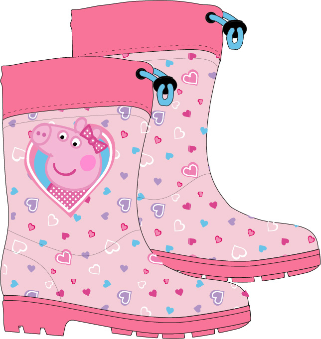 Cizme cauciuc cu siret si inimioare Peppa Pig [2]