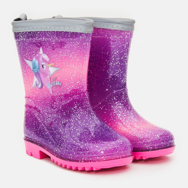 Cizme de cauciuc Perletti Unicorn, cu margine reflectorizanta, roz-mov [5]