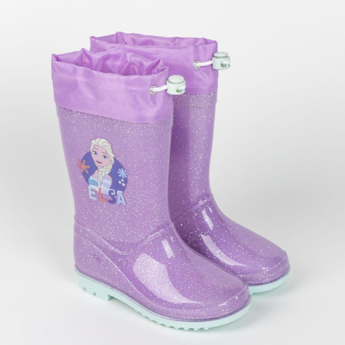 Cizme PVC cu sclipici si siret Frozen Disney Elsa [6]