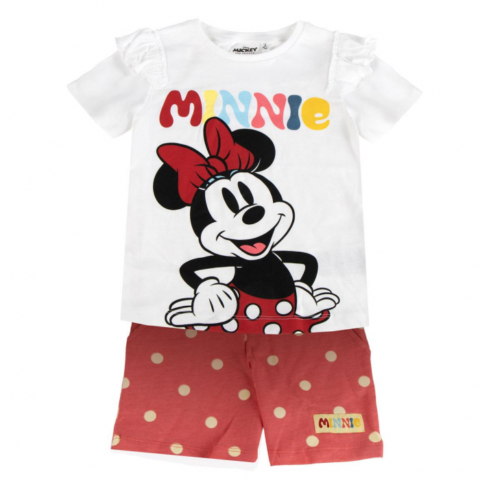 Compleu 2 piese din bumbac, maneca scurta cu volanas Minnie Mouse Disney [1]