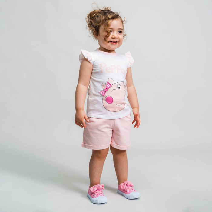 Compleu de vara, maneca scurta, bumbac, bebe Peppa Pig [4]