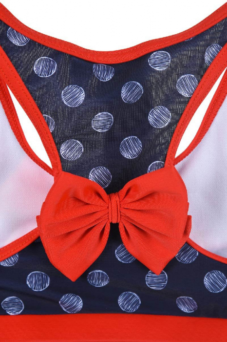 Costum baie 2 piese Minnie Mouse cu fundita [4]