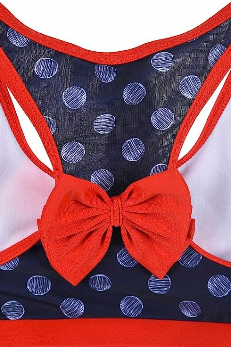 Costum baie 2 piese Minnie Mouse cu fundita [5]