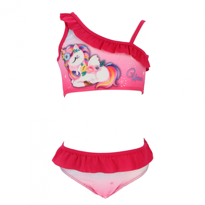 Costum baie 2 piese pentru fete cu o bretea Unicorn [3]