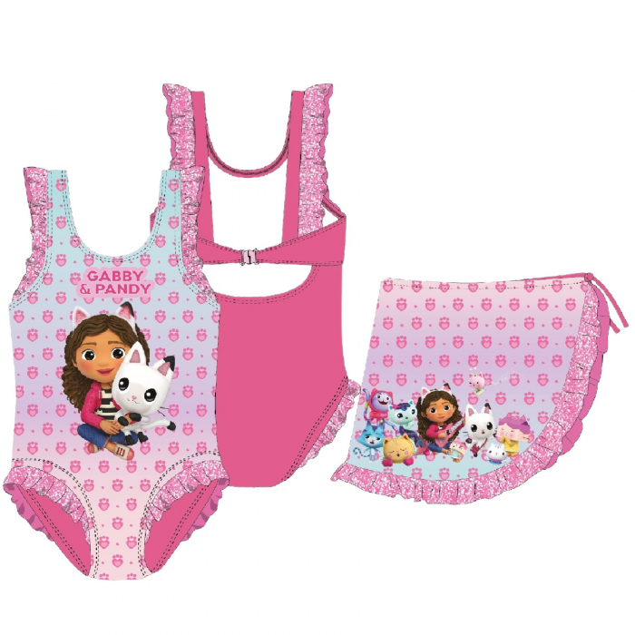 Costum baie intreg cu sarong, Gabby's Dollhouse [4]