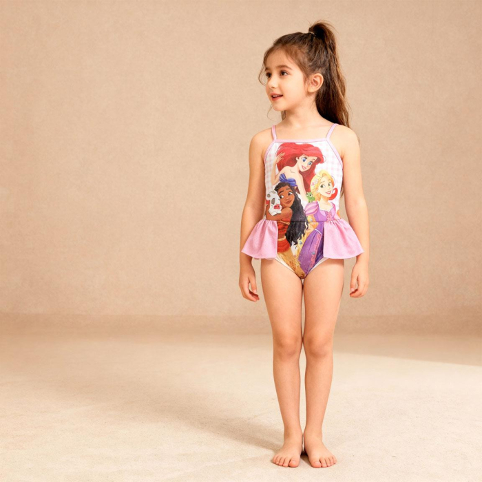 Costum baie intreg cu volanas Mica Sirena si Printesele Disney [5]
