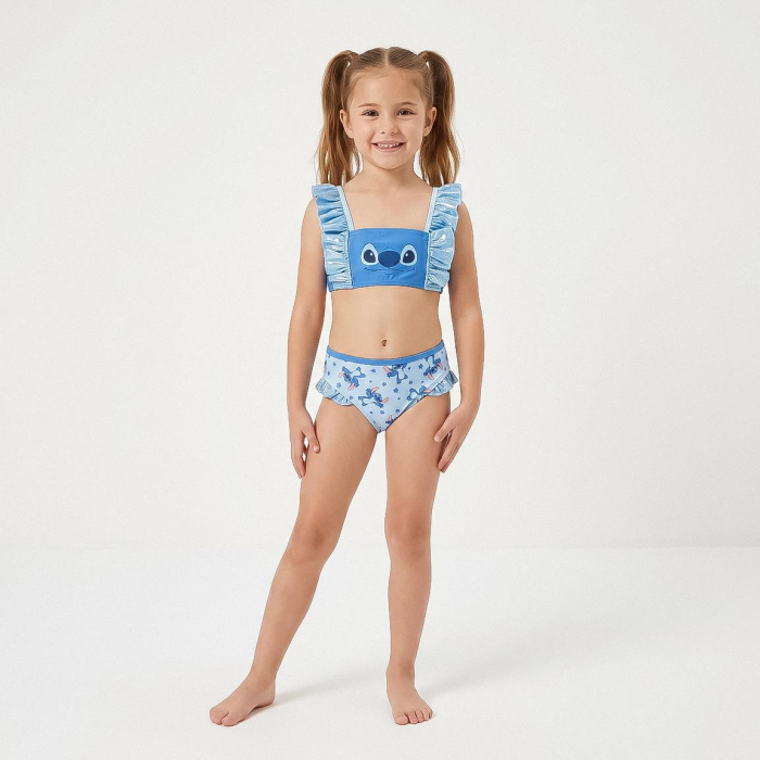 Costum de baie cu valanase pentru fete, 2 piese Stitch [9]