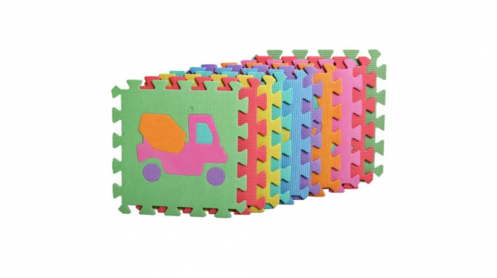 Covor puzzle din spuma, 10 piese cu vehicule,29x29 cm [4]