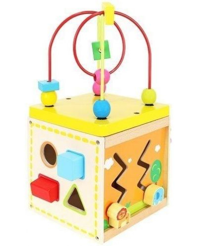 Cub sortator educativ 5 in 1 din lemn, 17╤à17╤à30 cm [2]
