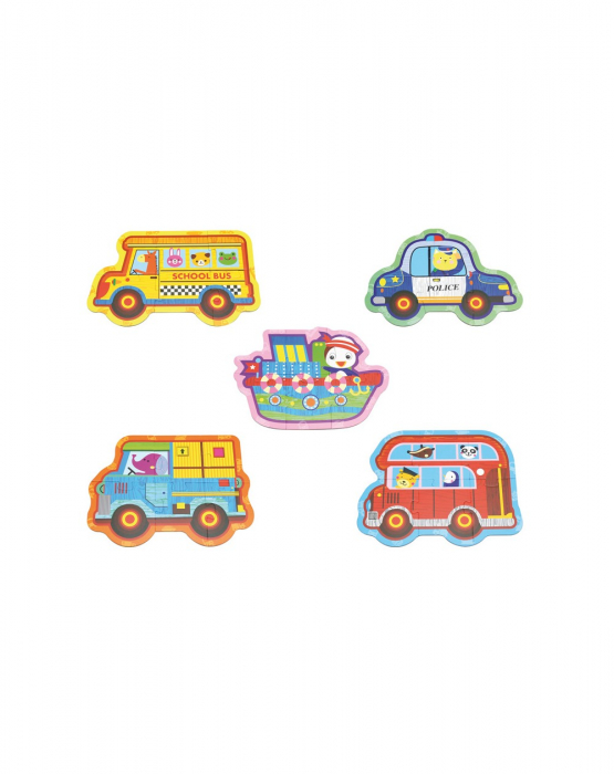 Cutie cu 6 puzzle-uri, 34 piese, Mijloace de transport [2]