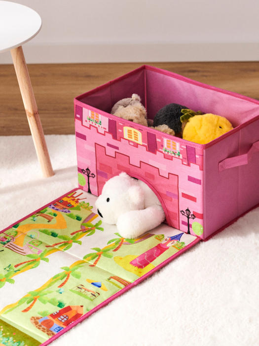 Cutie de depozitare 2 in 1,cu tabla de joc, Castel Printese 38x25x25cm [3]