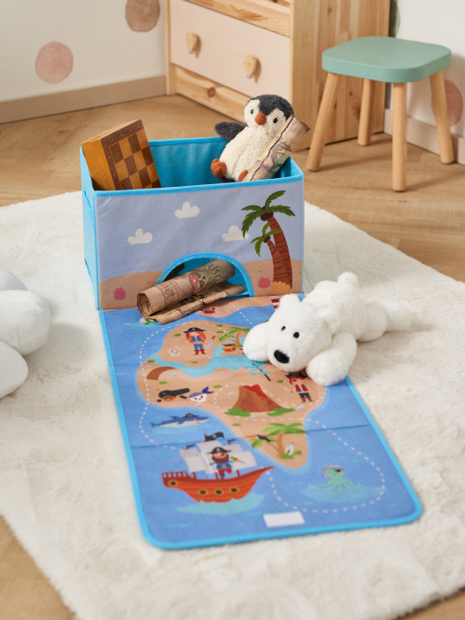 Cutie de depozitare 2 in 1,cu tabla de joc, Pirati 38x25x25cm [3]