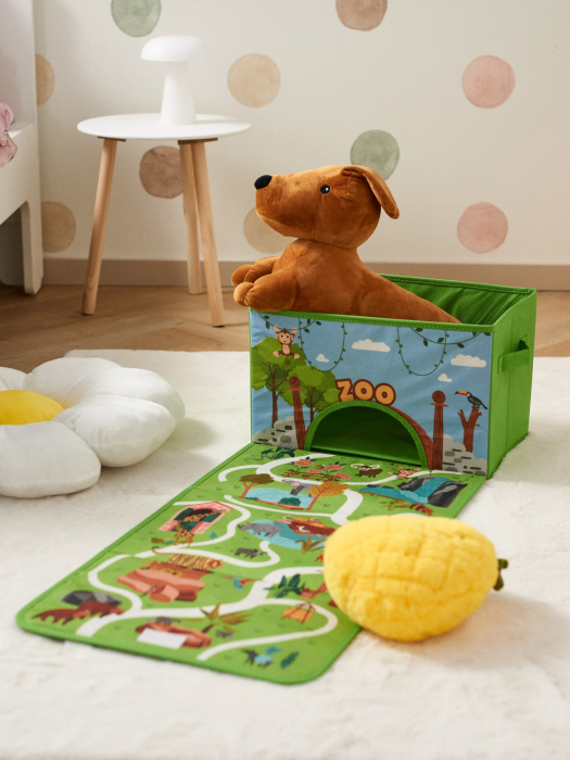 Cutie de depozitare 2 in 1,cu tabla de joc, ZOO 38x25x25cm [3]