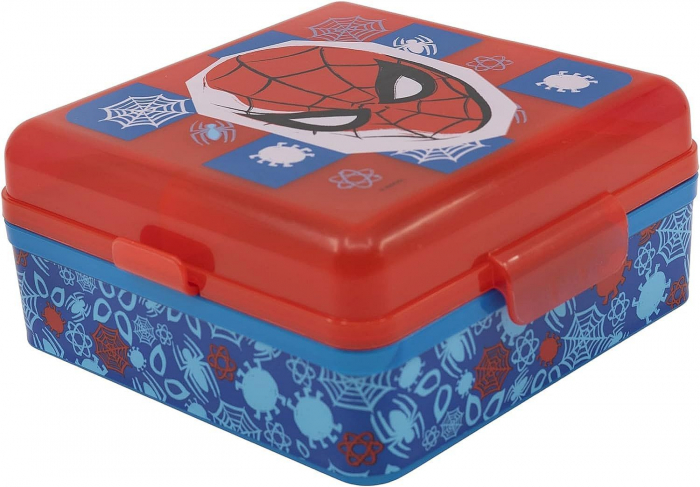 Cutie sandwich patrata cu 3 compartimente, Spiderman, 11.4x13.5x6 cm [1]