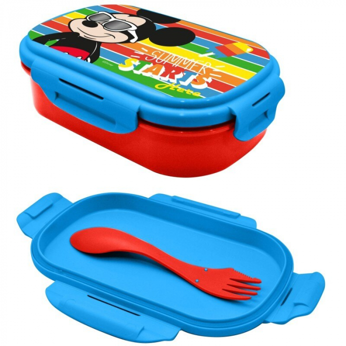 Cutie sandwich plastic cu tacamuri Mickey Mouse Summer, 22.5x14x6.5 cm [1]
