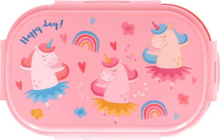 Cutie sandwich plastic cu tacamuri Unicorn Happy Day, 21x14x6 cm [3]