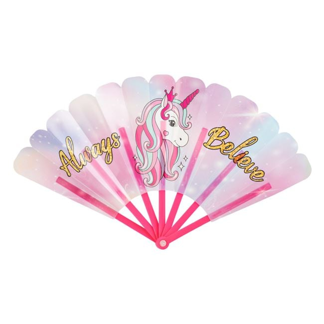 Evantai Fucsia Unicorn "Always Believe" pentru Copii 24cm [1]