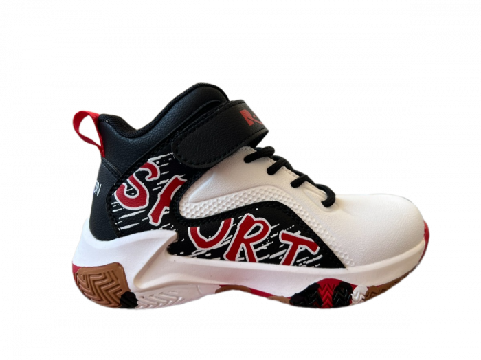 Ghete sport baieti Wker albi negru cu talpa colorata [1]