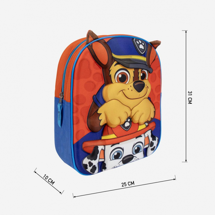 Ghiozdan gradinita 3D cu urechi, Paw Patrol, 31x25x10 cm [4]