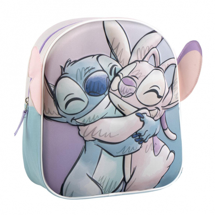 Ghiozdan gradinita 3D cu urechi , Stitch si Angel 22x27x10 cm [1]