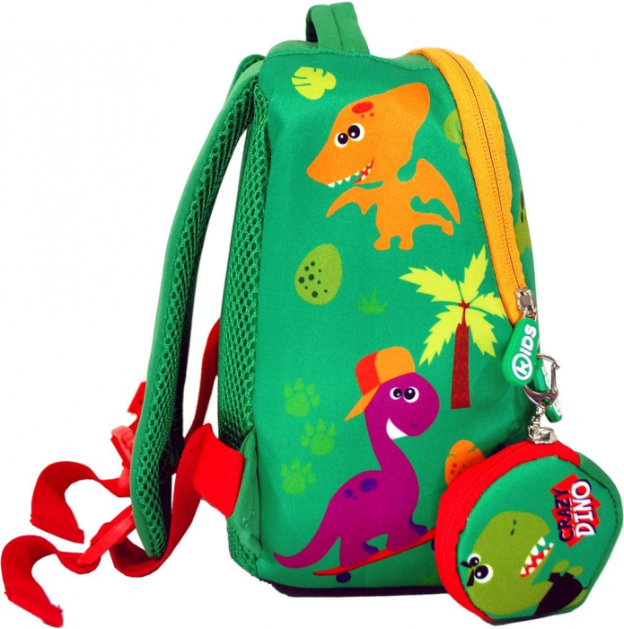 Ghiozdan gradinita cu portofel din neopren, Crazy Dino, 25x20x10 cm [3]