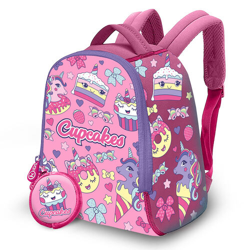 Ghiozdan gradinita cu portofel din neopren, Cupcakes, 25x20x10 cm [1]