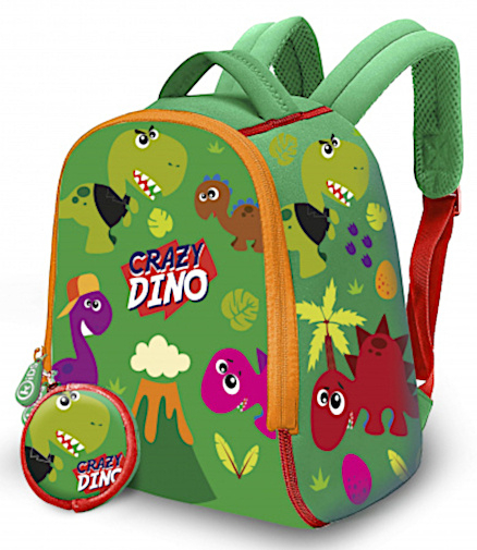 Ghiozdan gradinita cu portofel din neopren, Crazy Dino, 25x20x10 cm [1]