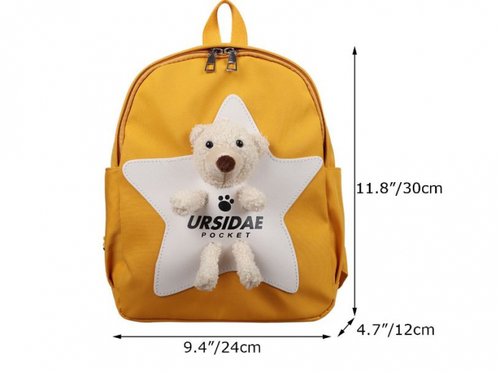 Ghiozdan gradinita textil cu ursulet detasabil, 30x25x10 cm [2]